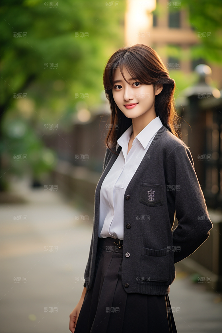 校服人物学生校园摄影图