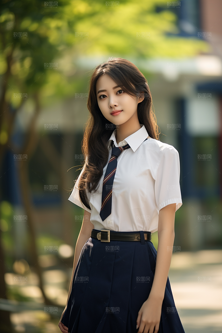 校服人物学生清新摄影图