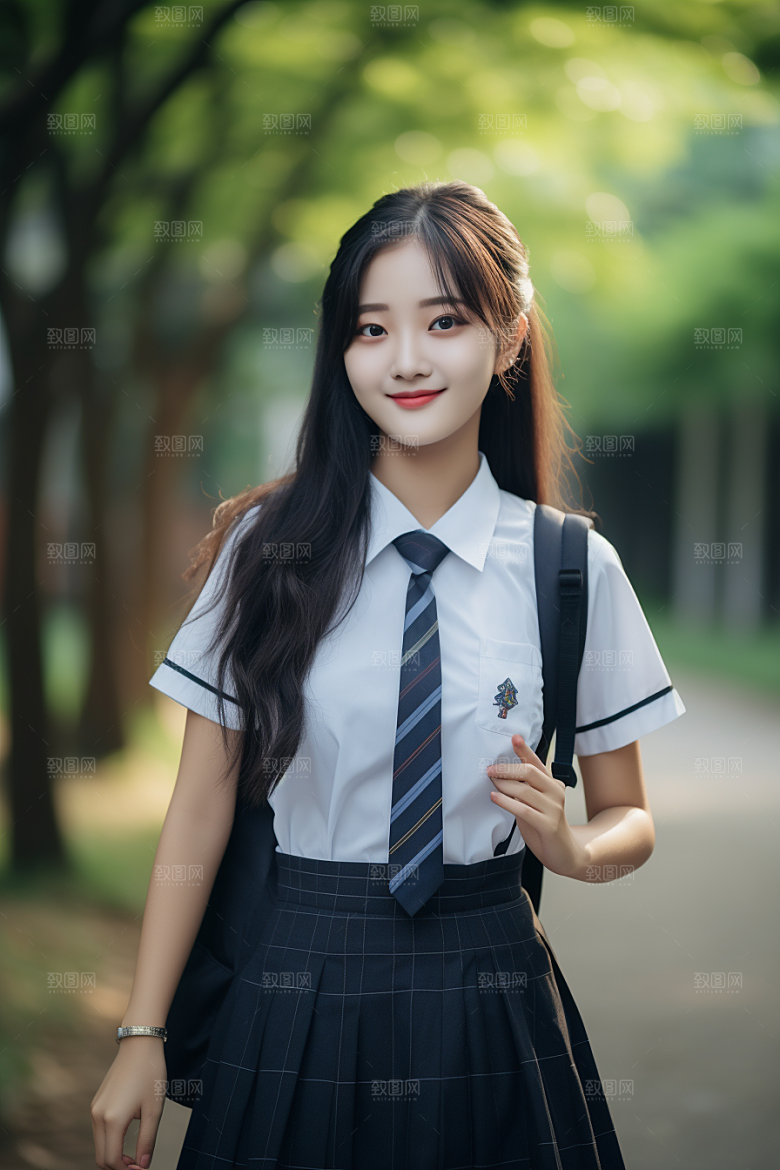 校服人物青少年靓丽摄影图