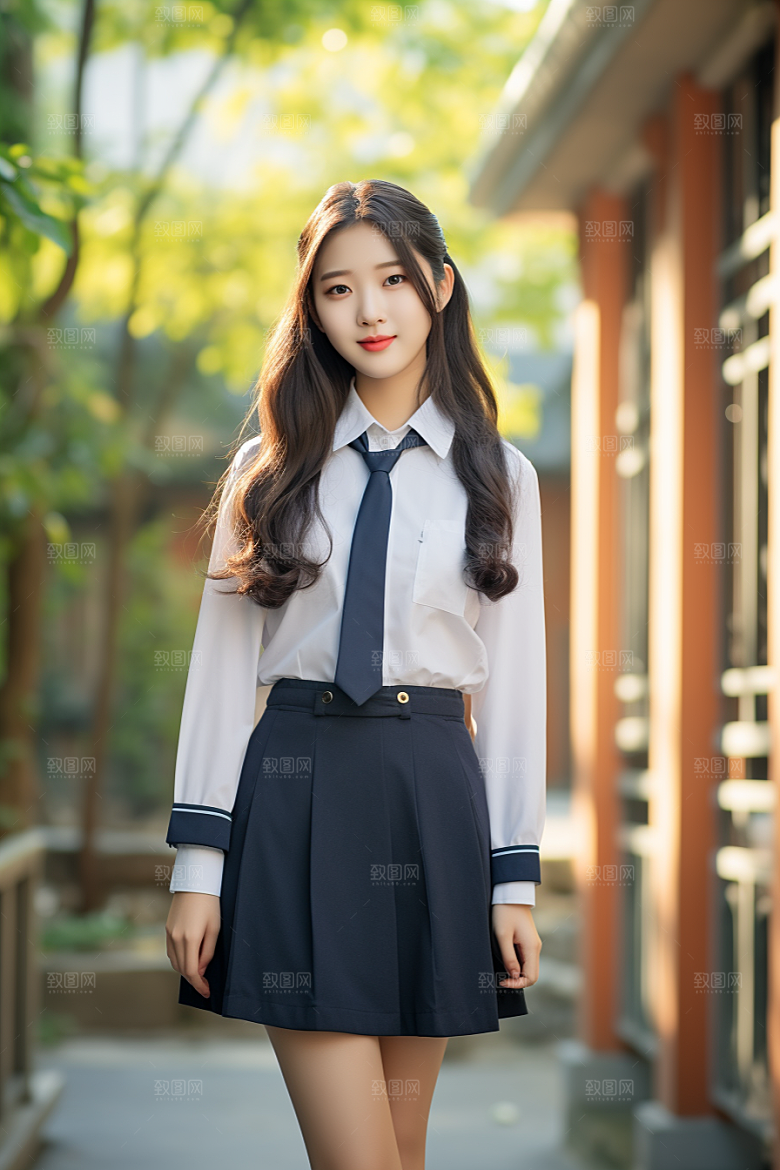 校服人物学校高清摄影图