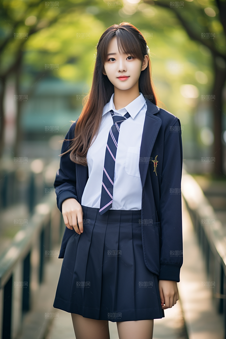 校服人物高中青少年摄影图