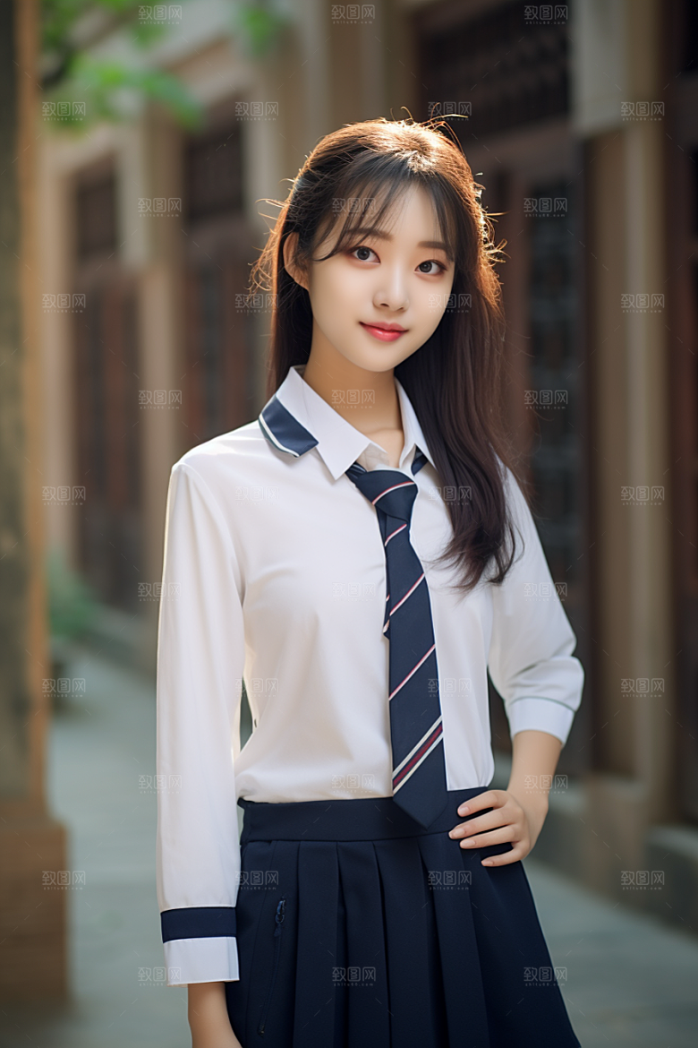 校服人物青少年靓丽摄影图