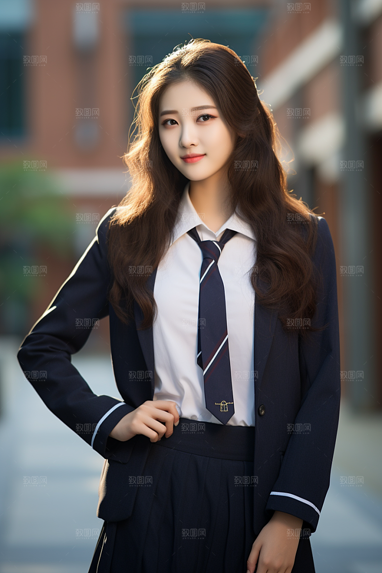 校服人物人像制服摄影图
