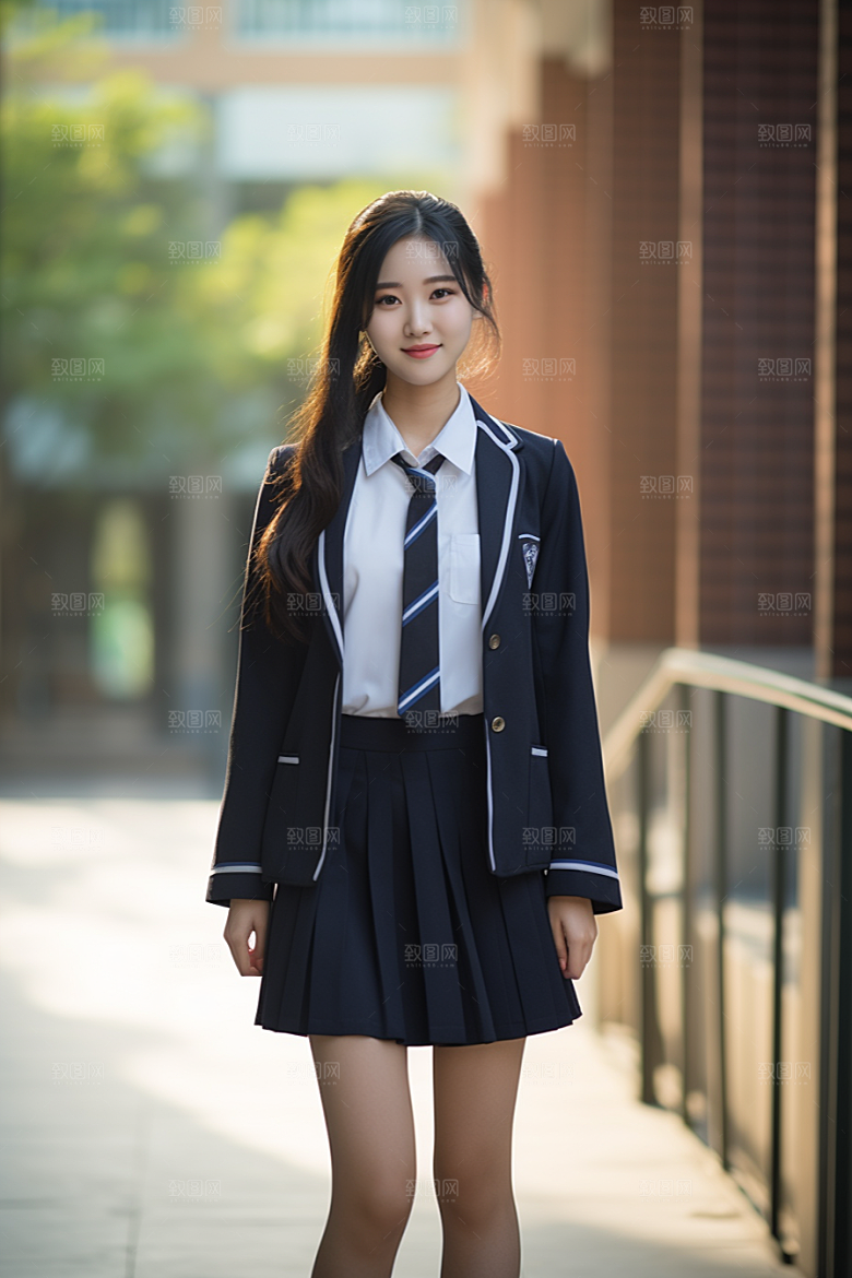 校服人物青少年高中摄影图