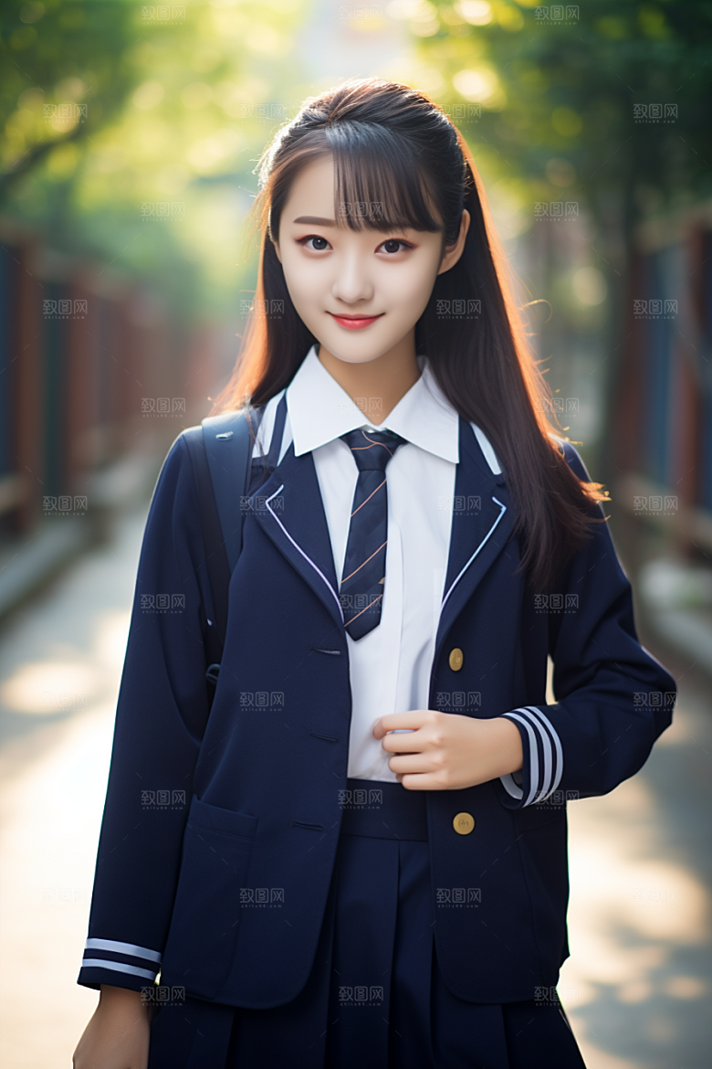校服人物学生清新摄影图