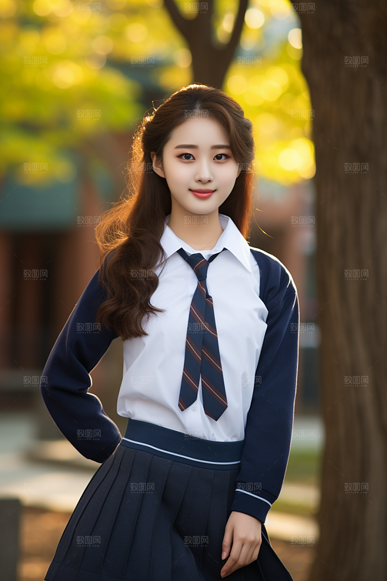 校服人物制服高中摄影图