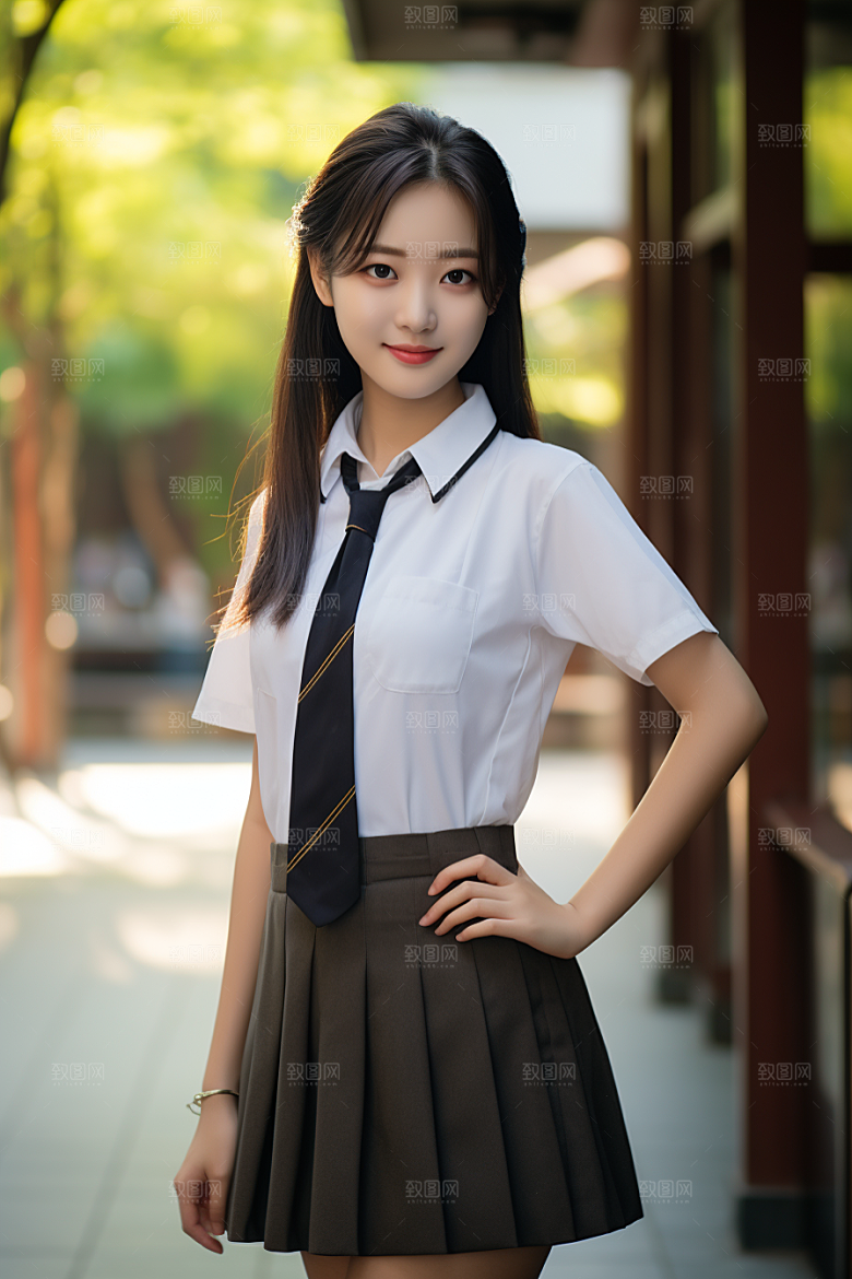 校服人物高中校园摄影图