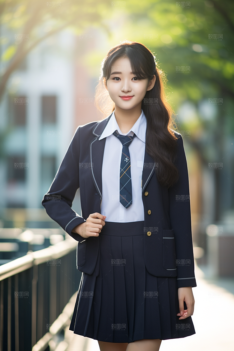 校服人物青少年制服摄影图