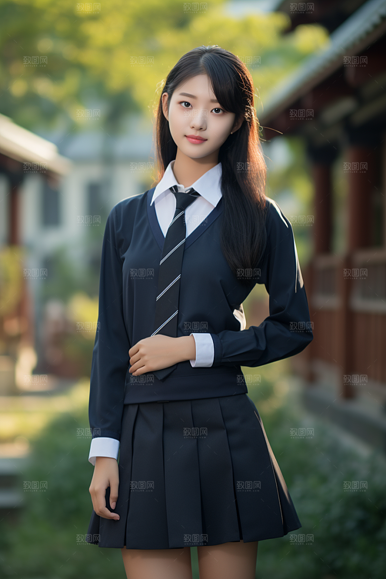 校服人物学校肖像摄影图