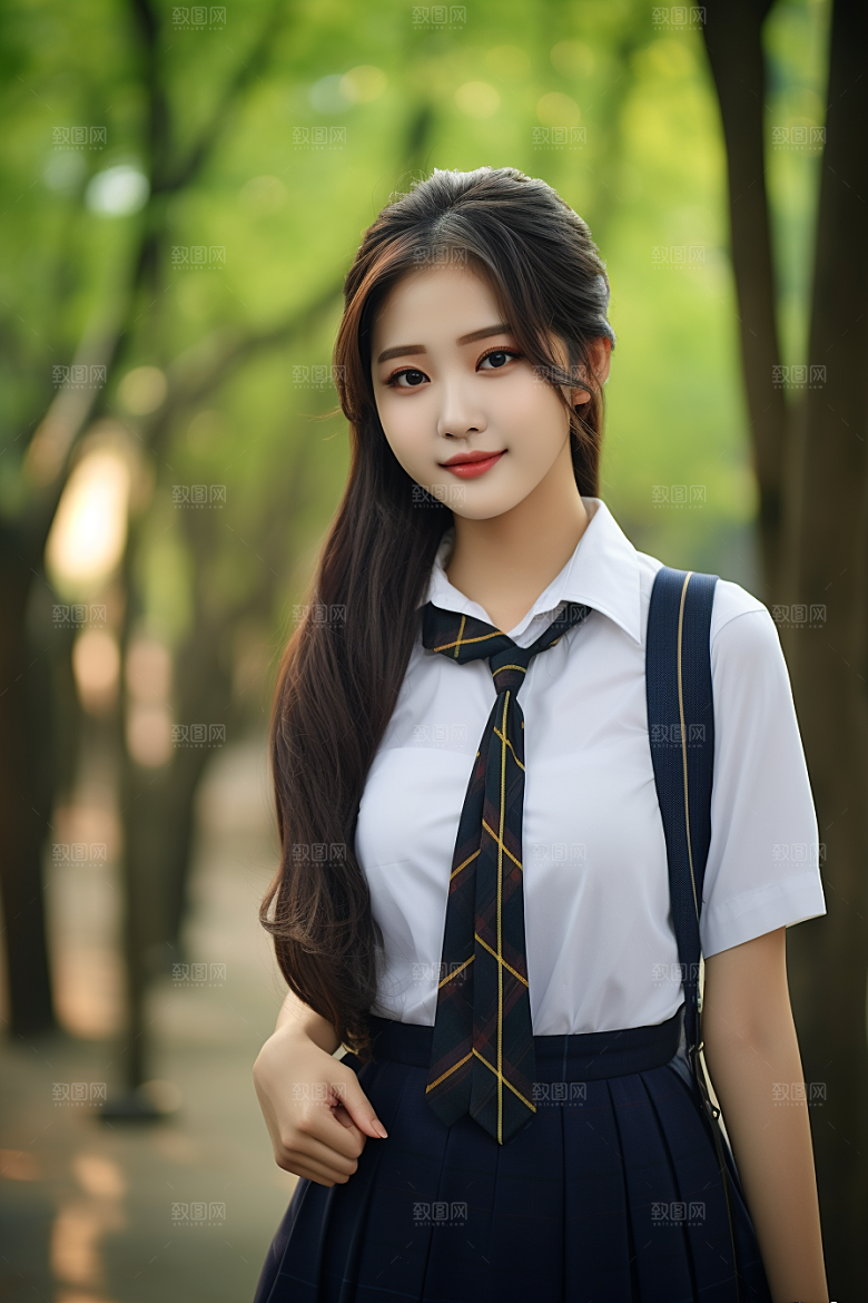 校服人物肖像学生摄影图
