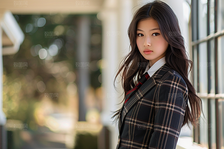 校服人物青少年靓丽摄影图