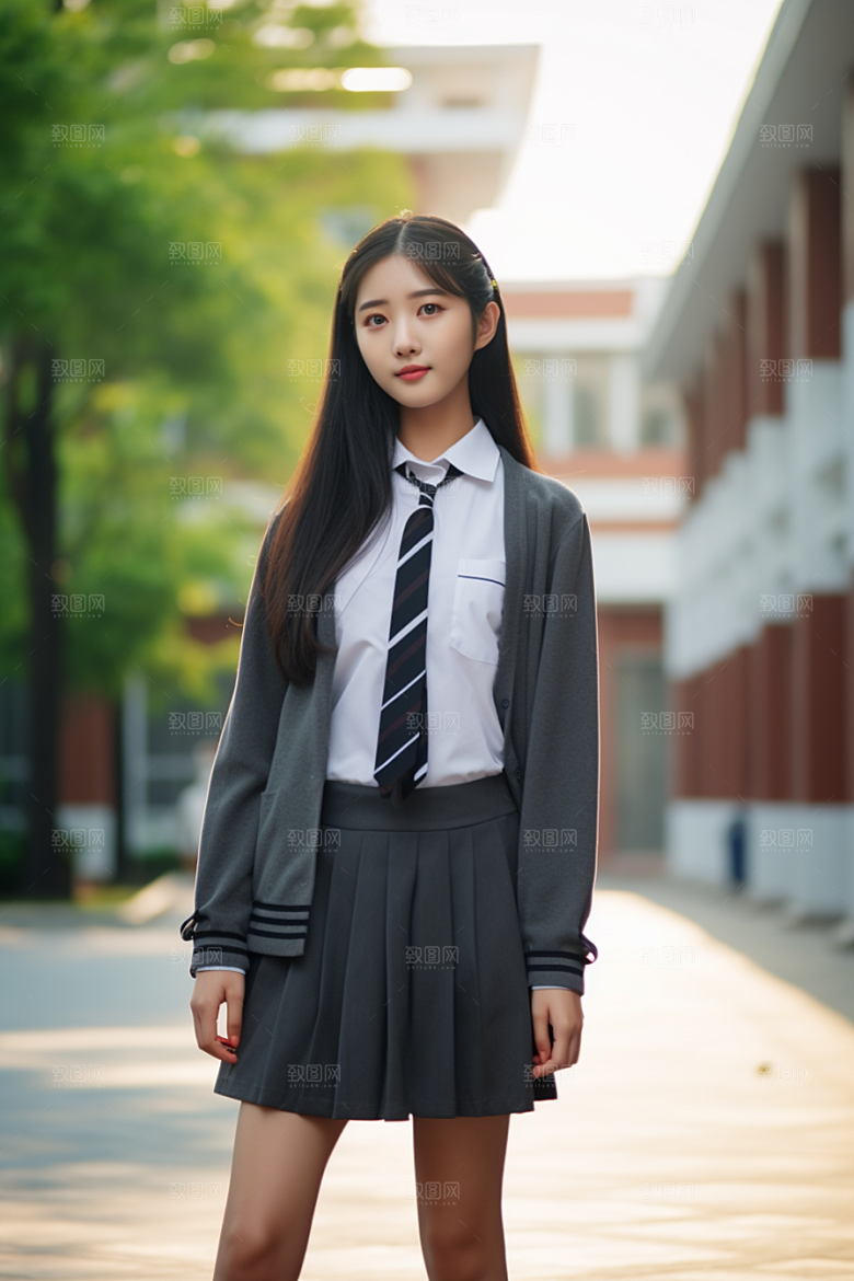 校服人物肖像学生摄影图