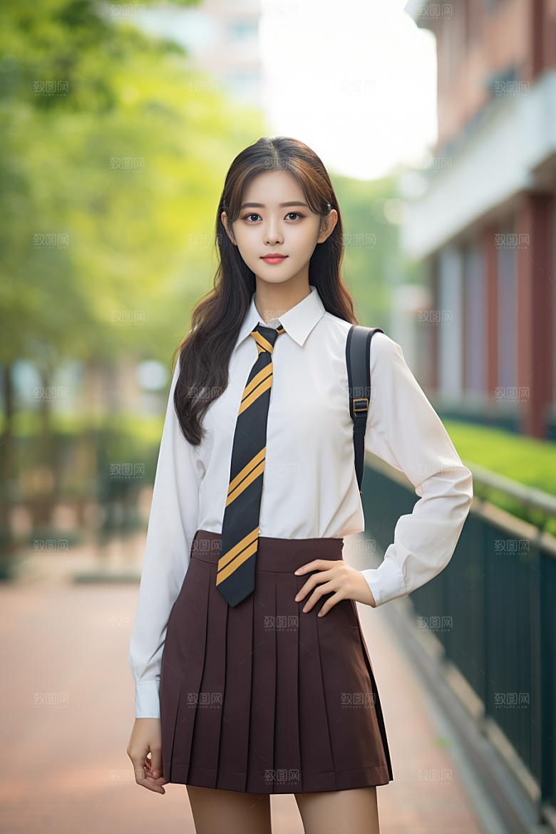 校服人物校园自然摄影图