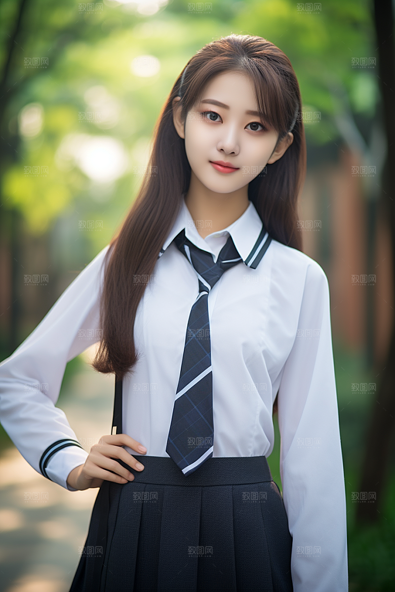 校服人物学生自然摄影图