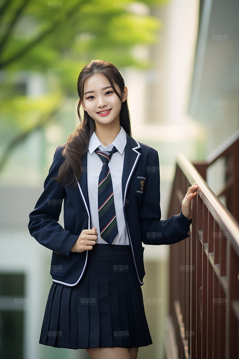 校服人物制服校园摄影图