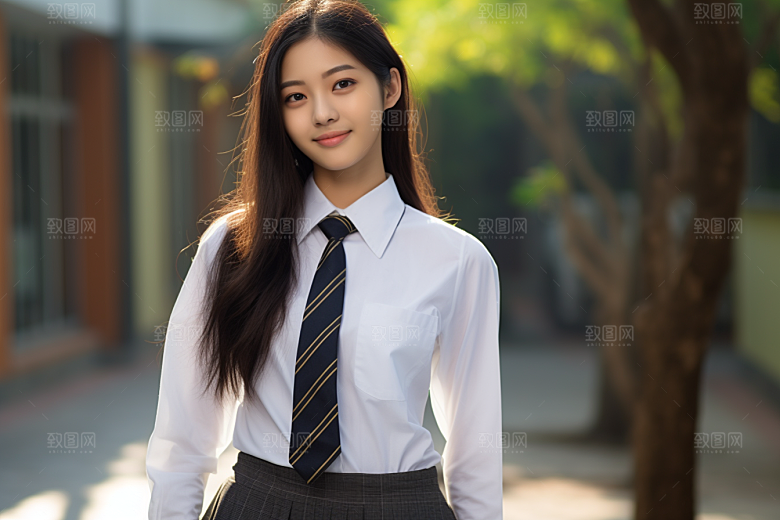 校服人物清新肖像摄影图