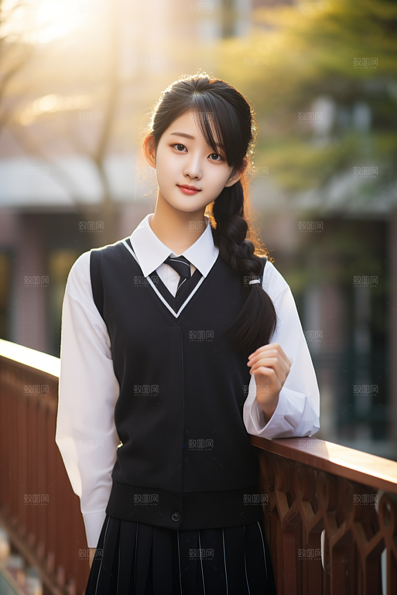 校服人物自然制服摄影图