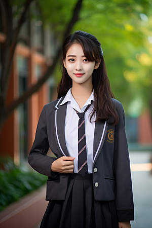 校服人物校园高中摄影图