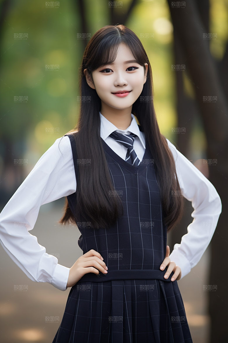 校服人物靓丽学生摄影图