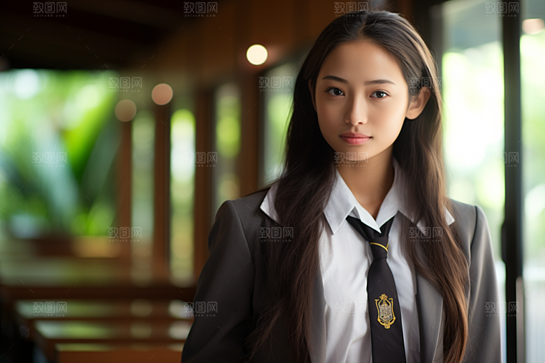 校服人物学校靓丽摄影图
