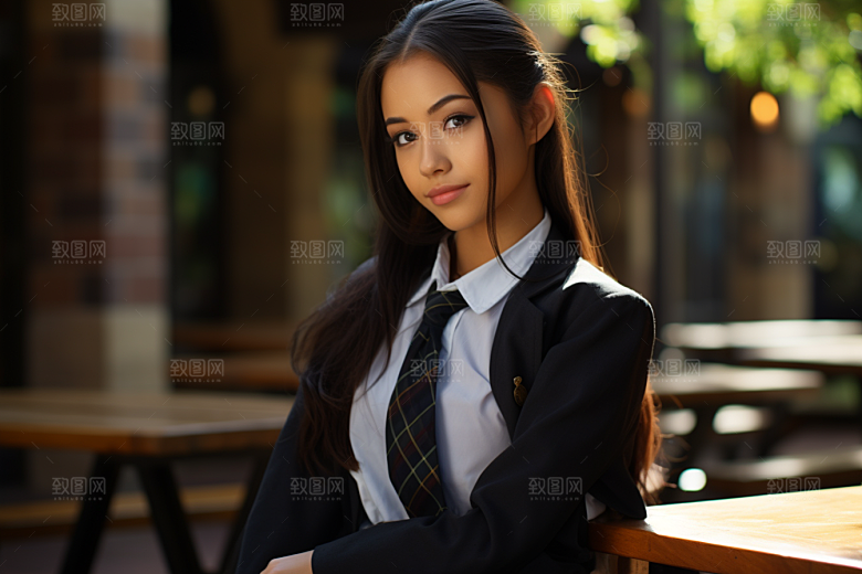 校服人物青少年肖像摄影图