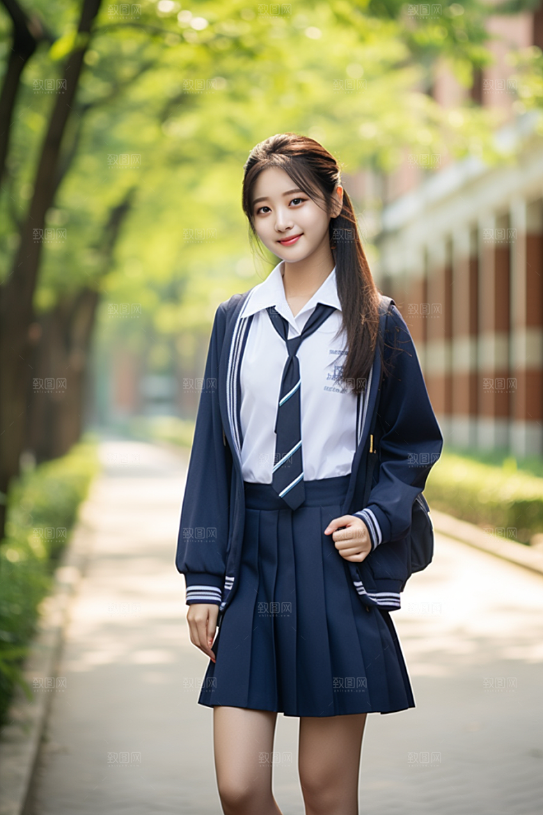 校服人物青少年学生摄影图