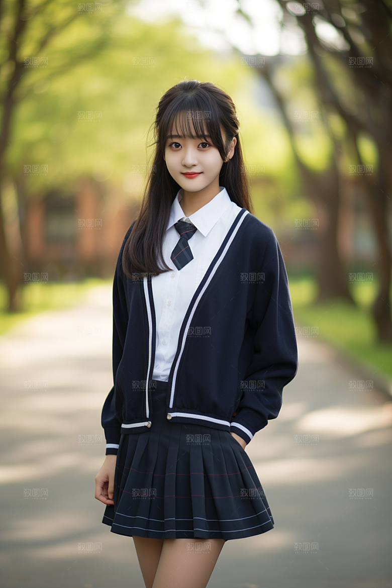 校服人物学生清新摄影图