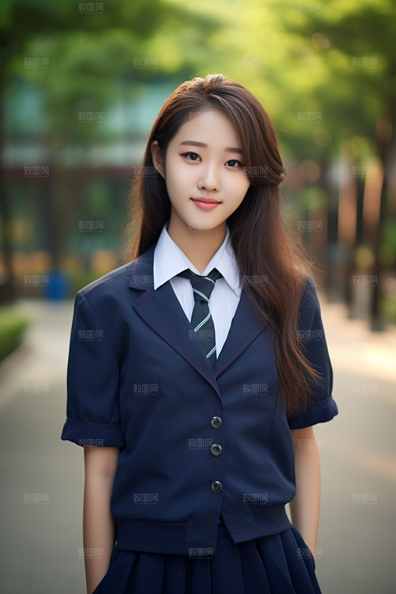 校服人物青春靓丽摄影图