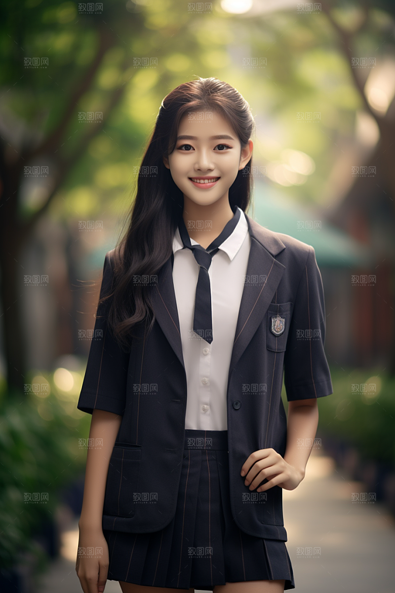 校服人物制服自然摄影图
