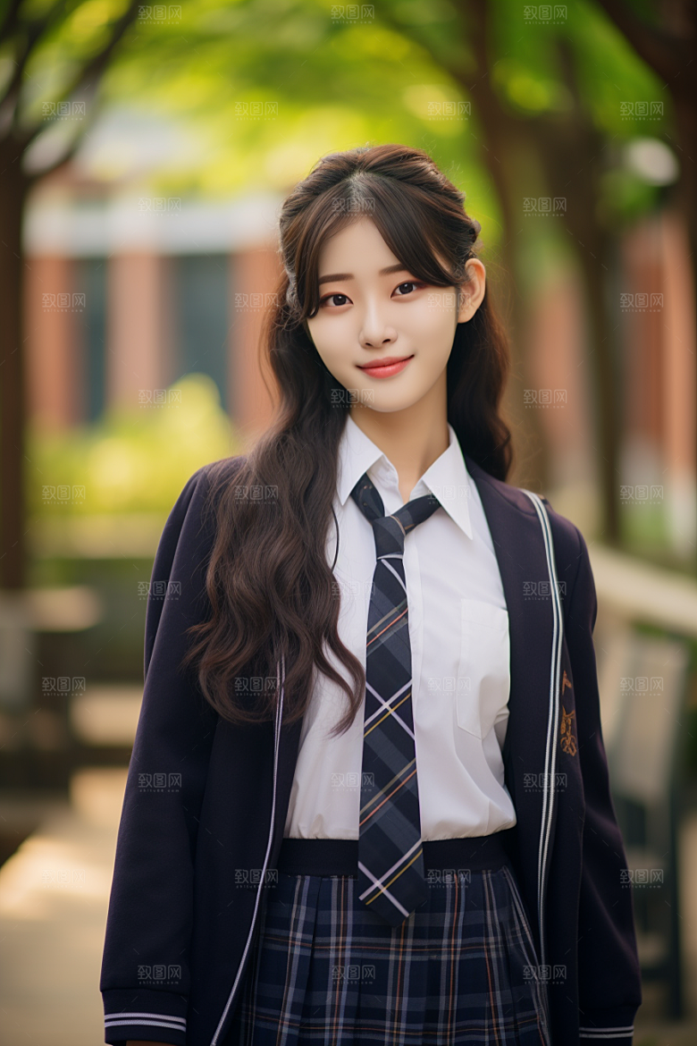 校服人物清新学生摄影图