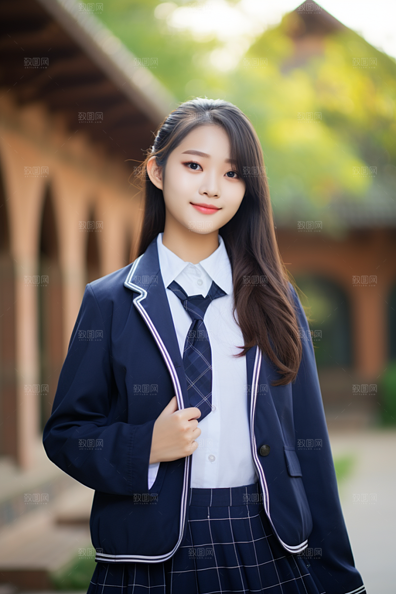 校服人物肖像靓丽摄影图