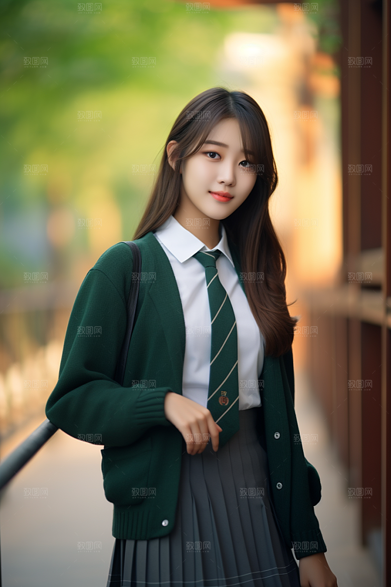 校服人物靓丽学生摄影图