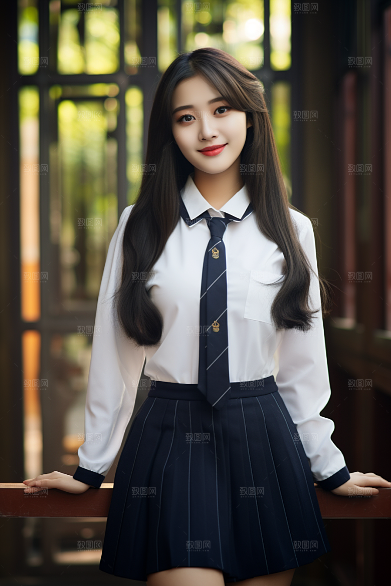 校服人物人像学生摄影图