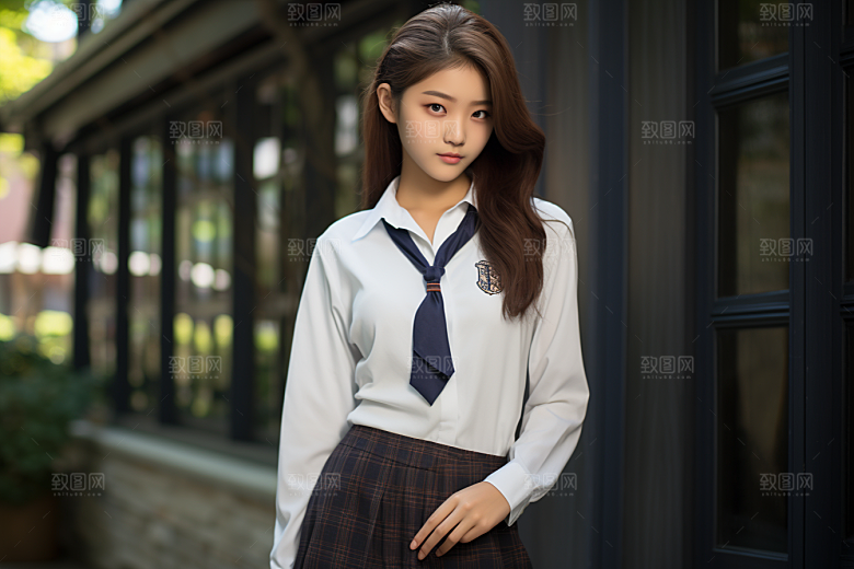 校服人物青少年学校摄影图