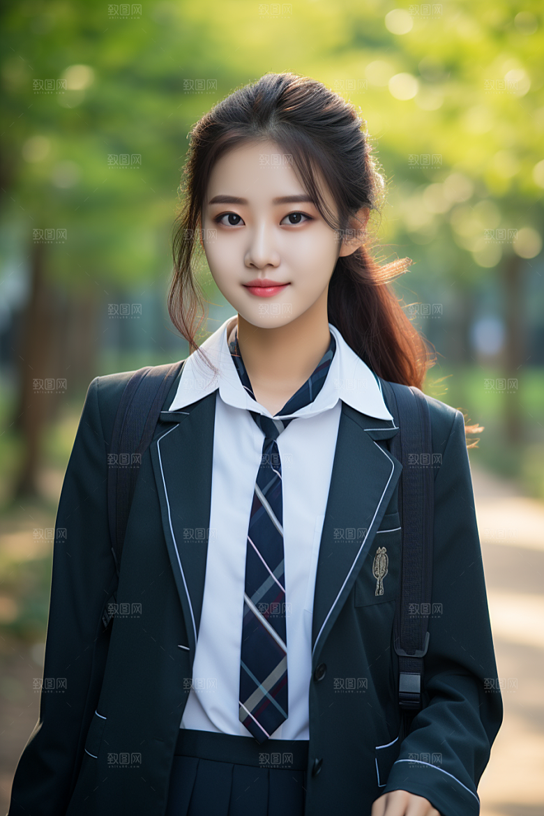 校服人物制服校园摄影图