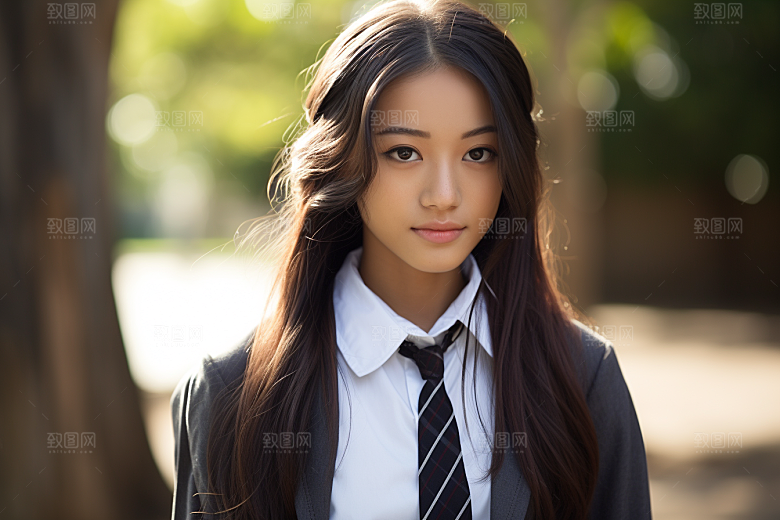 校服人物学校学生摄影图