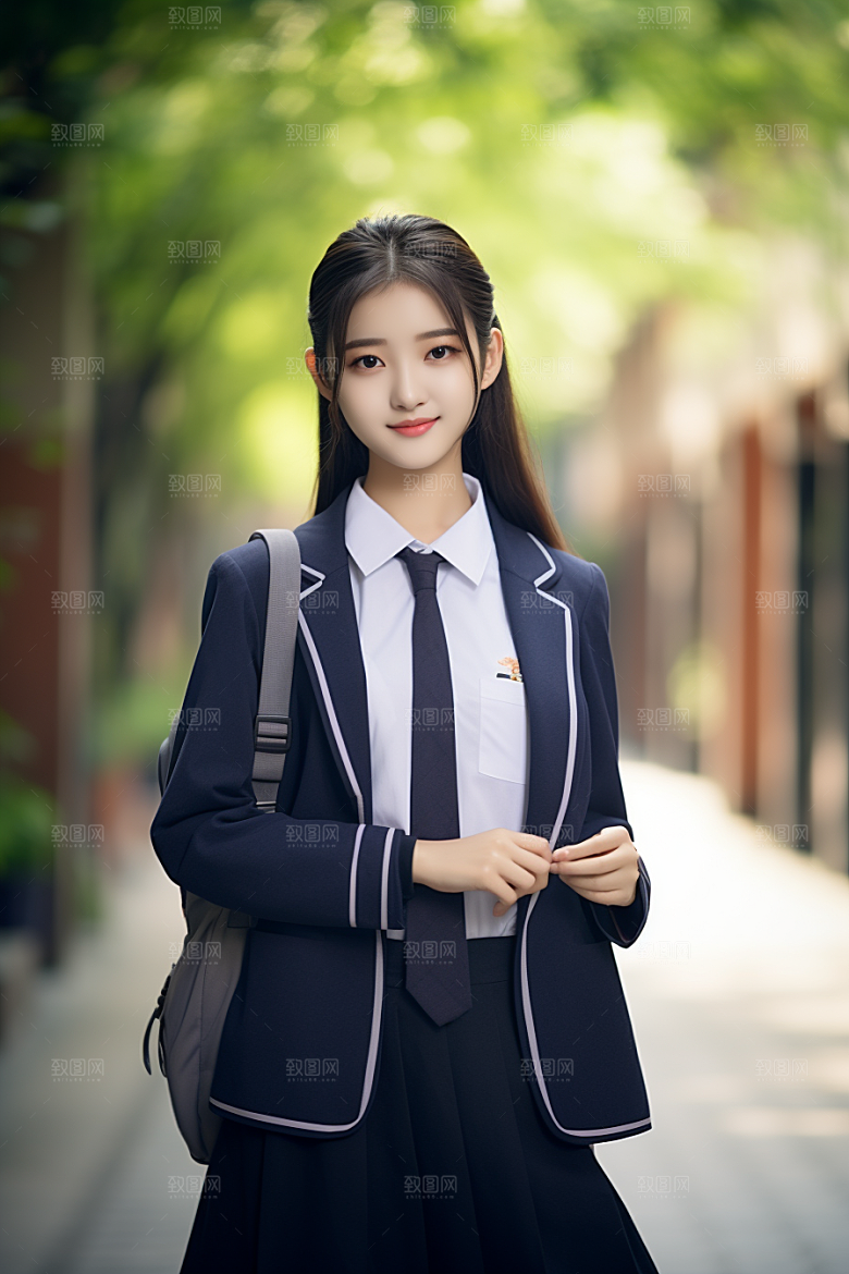 校服人物清新学校摄影图