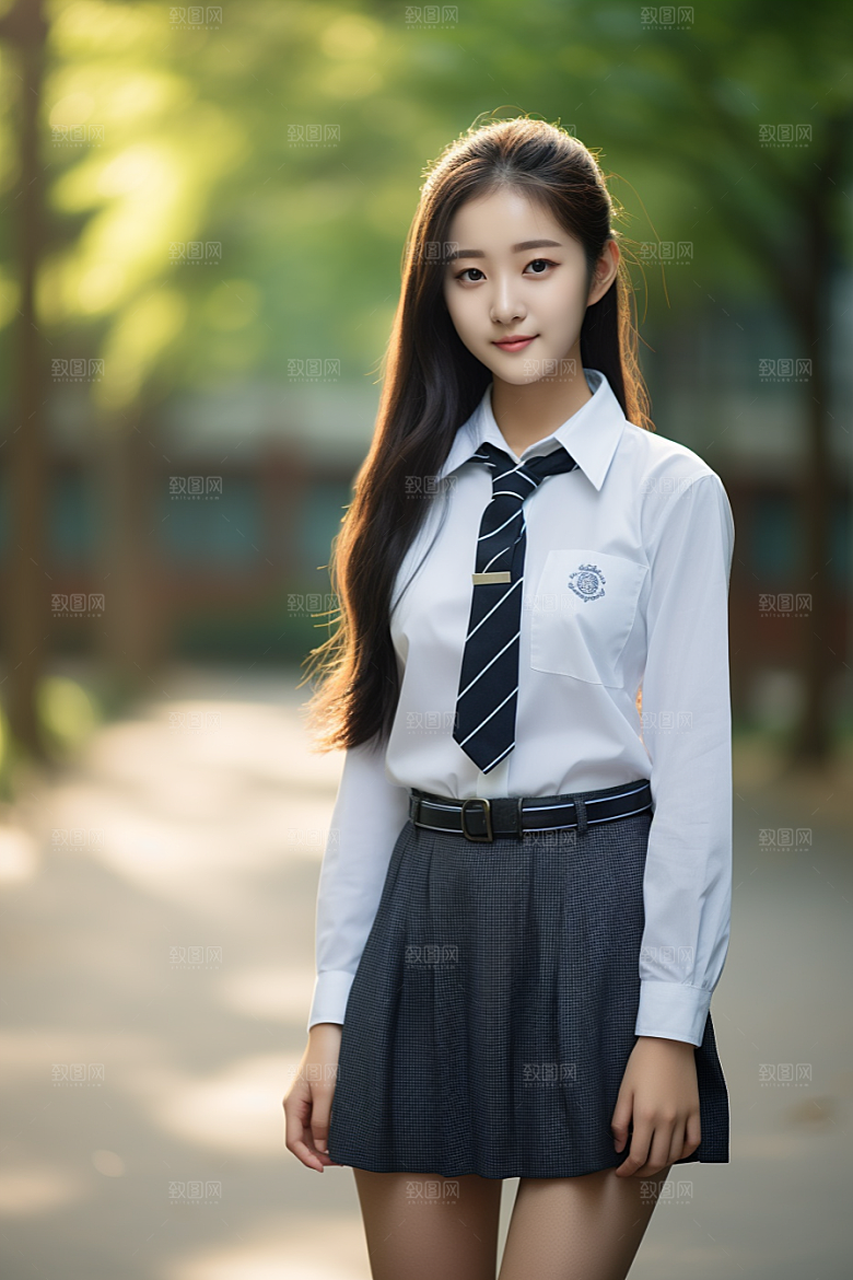 校服人物人像校园摄影图
