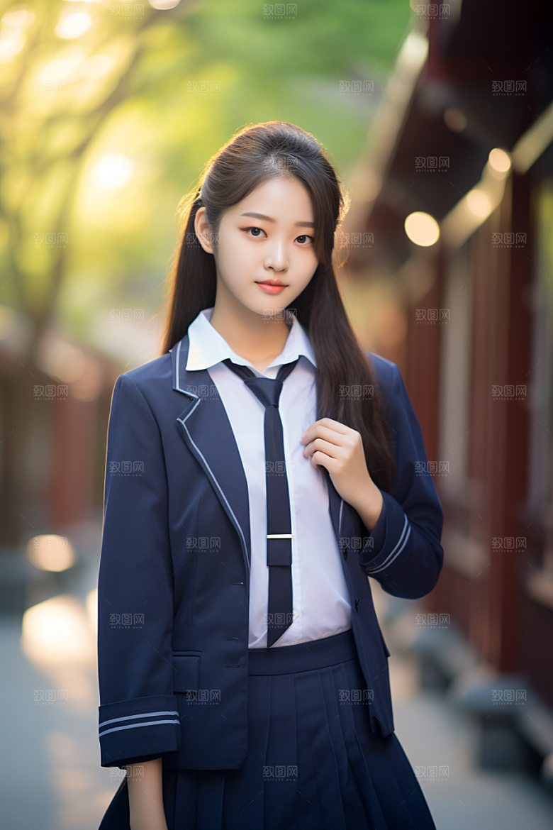 校服人物靓丽清新摄影图