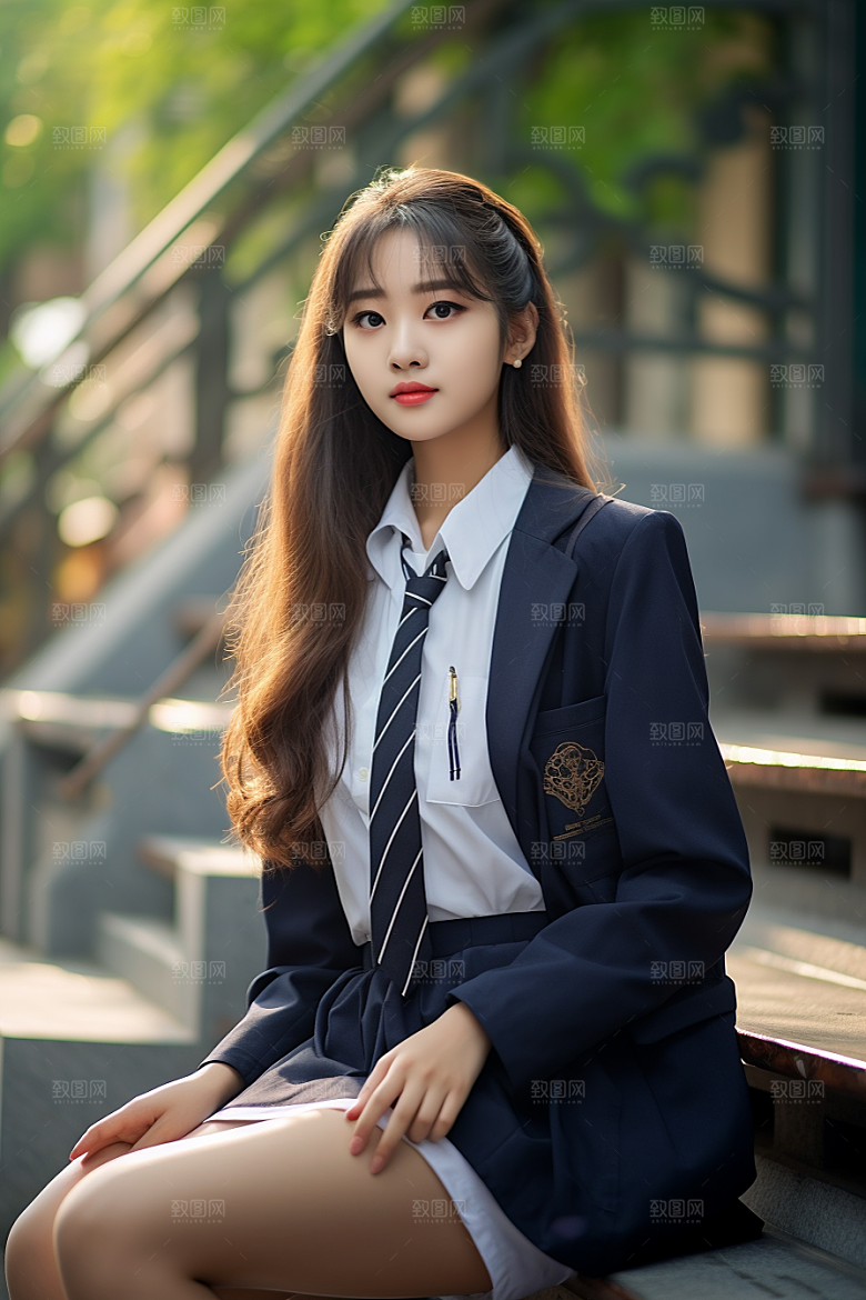 校服人物清新学生摄影图