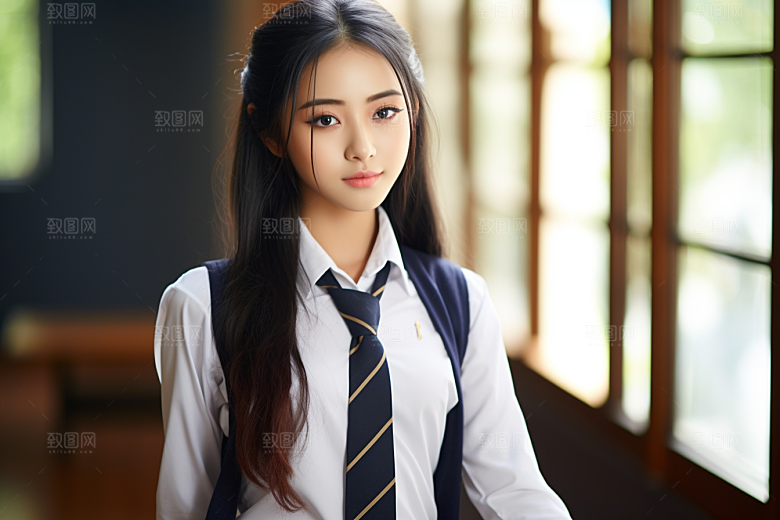 校服人物人像高中摄影图