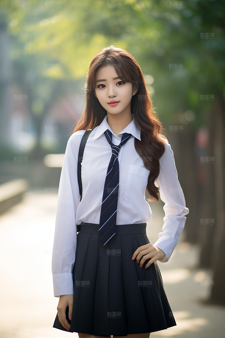 校服人物制服清新摄影图