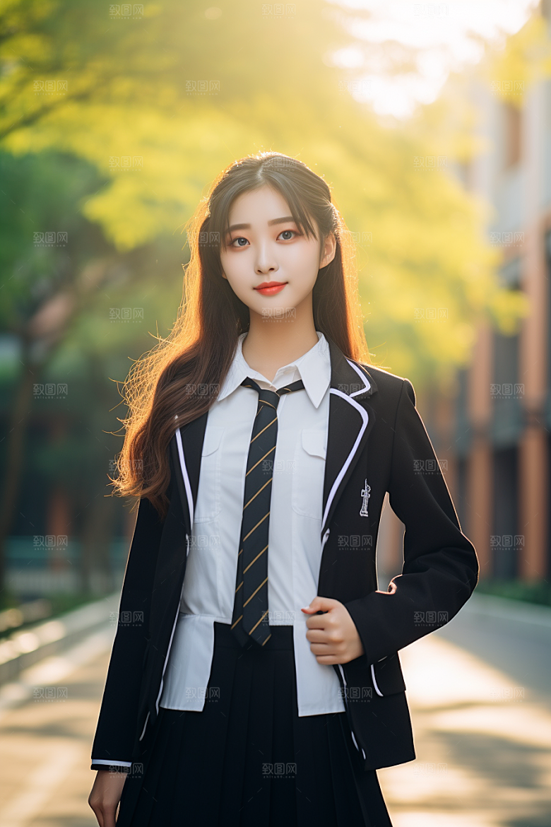 校服人物自然高中摄影图
