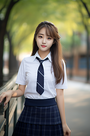 校服人物学生高中摄影图