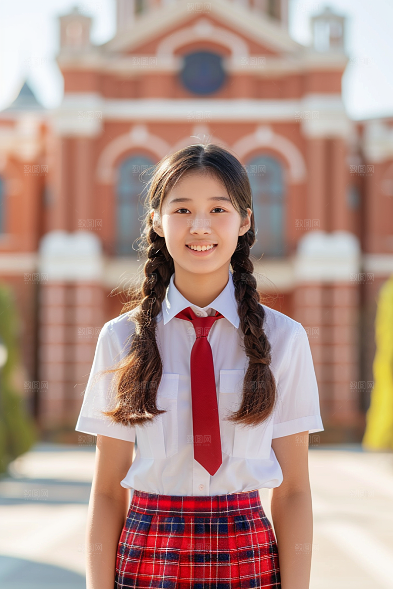 校服人物制服靓丽摄影图