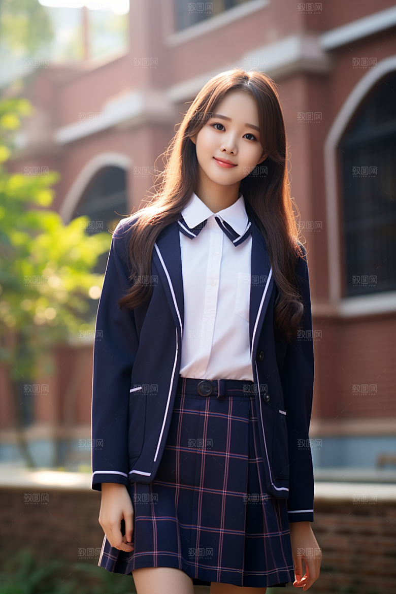 校服人物制服自然摄影图