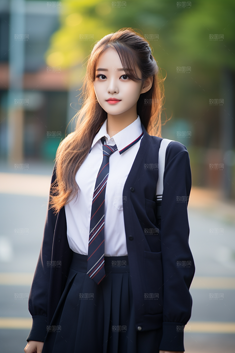校服人物青少年肖像摄影图