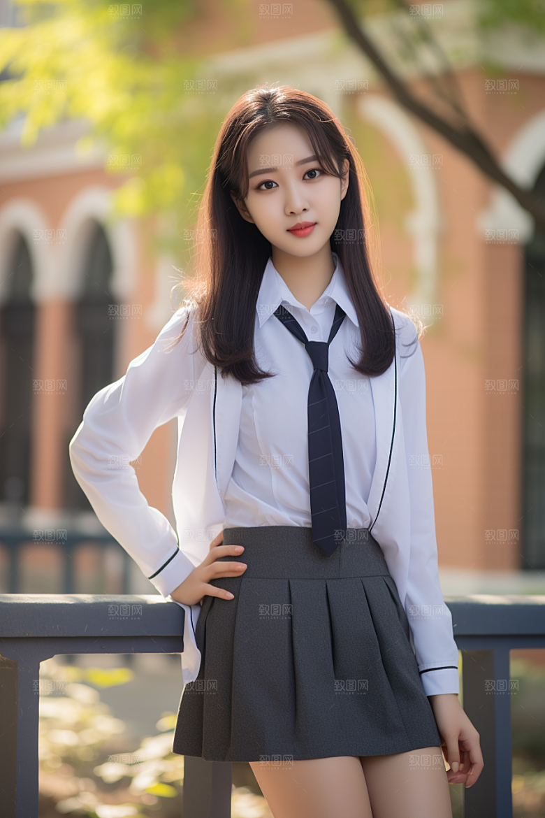 校服人物肖像学生摄影图