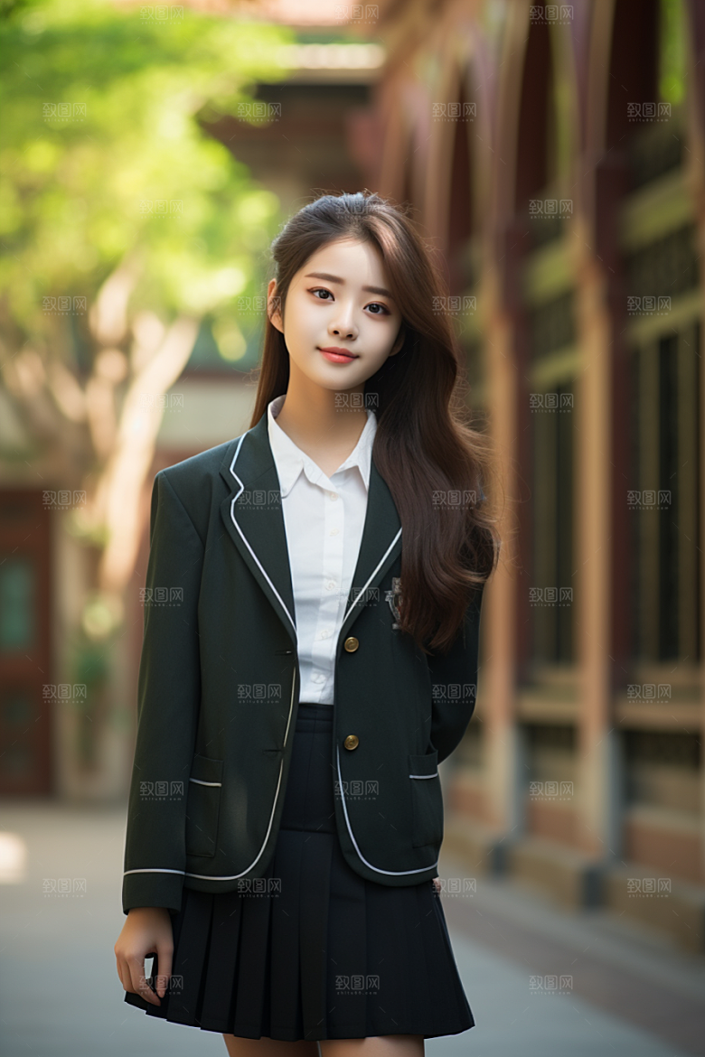校服人物高清肖像摄影图