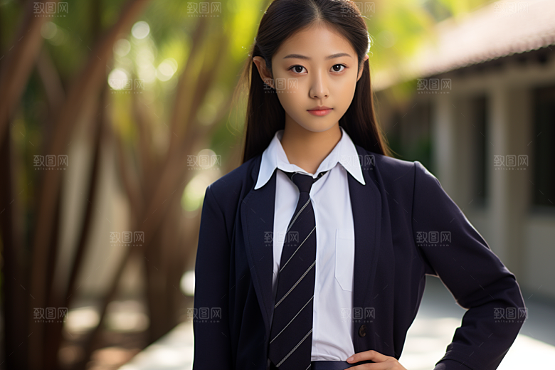 校服人物自然靓丽摄影图